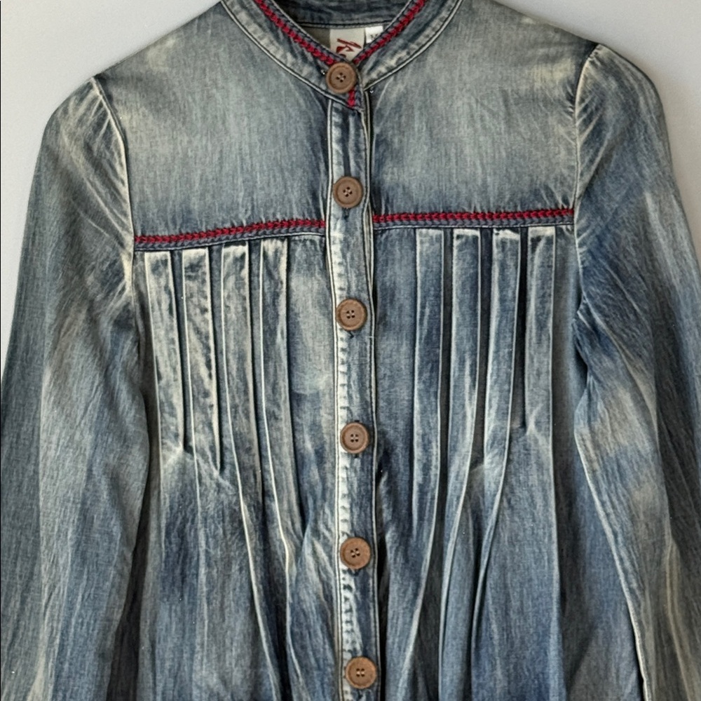 Keer Qiaowa Denim Dress Floral Embroidered Tunic - Picture 4 of 10